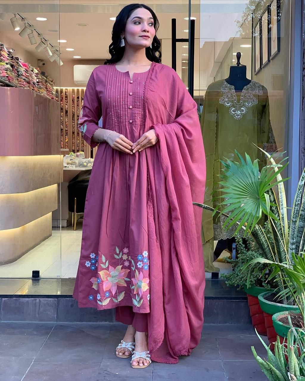 Rosewood Flared Kurta with Delicate Front Detailing