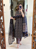 Elegant Hand-Block Printed Pure Cotton Suit Set with Dupatta